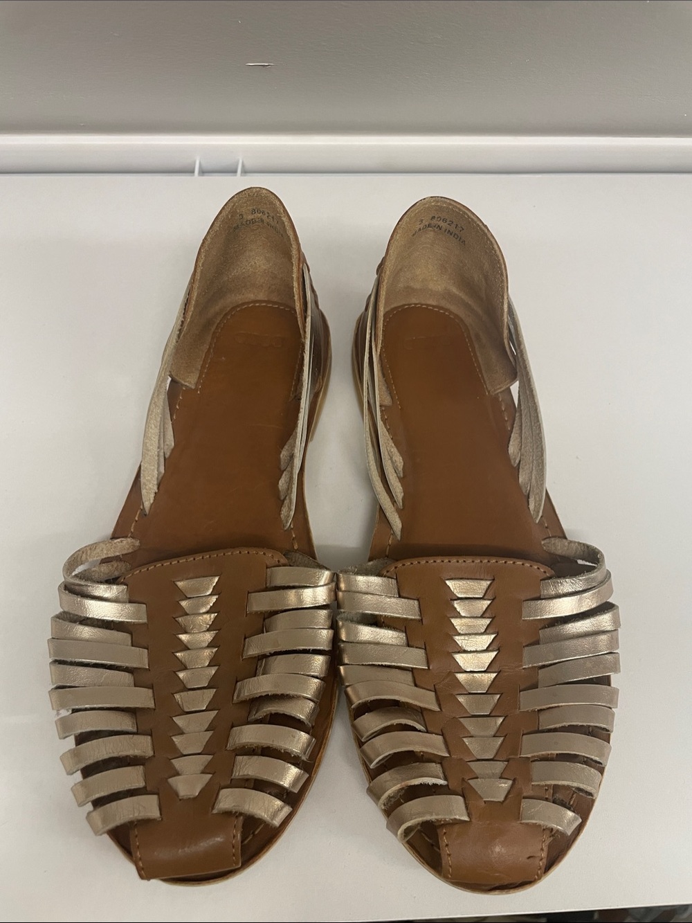 ASOS Metallic Gold Woven Leather Flats
